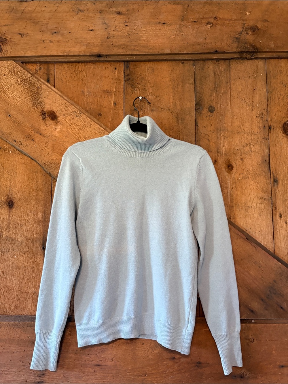 Banana Republic Light Blue Fine Italian Merino Wool Turtleneck Sweater